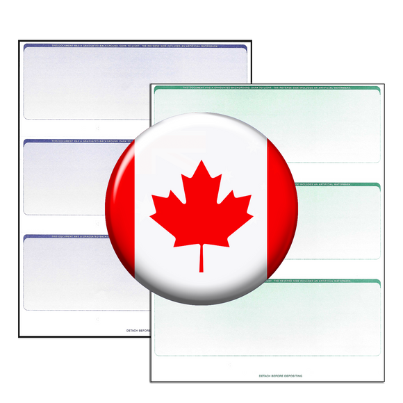 3 per Page Canadian Business Blank Cheque Stock