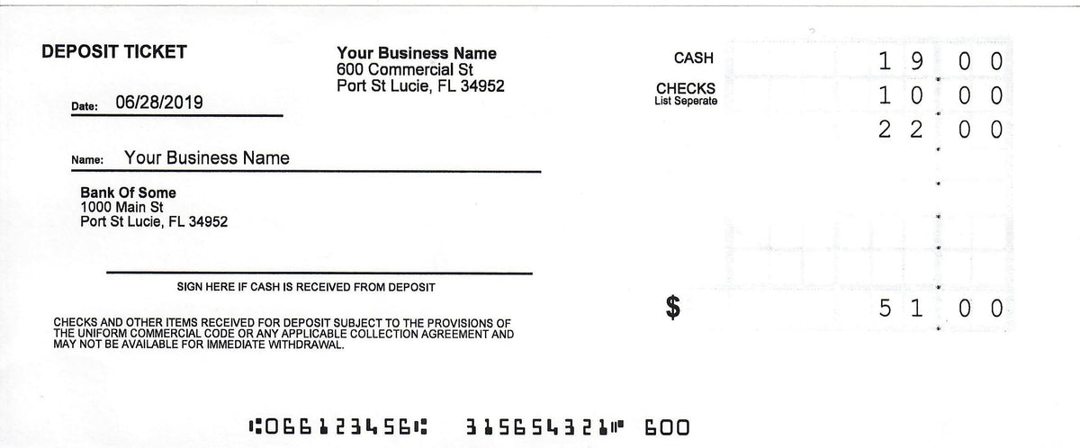 Business Size Blank Deposit Slips – PrintChecks Pro