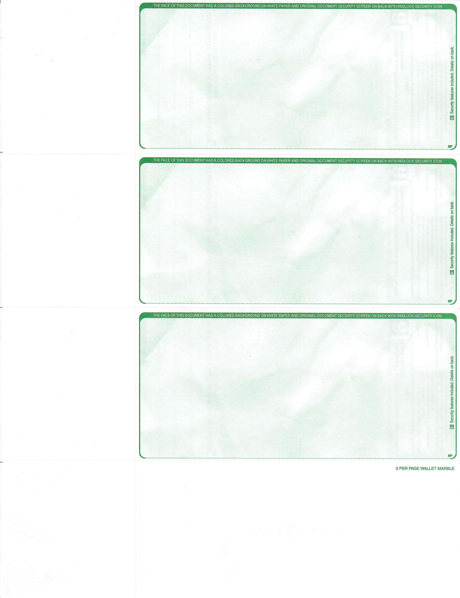thumbnail image 2 of Linen Green Blank Check Paper - 2500 Sheets, Computer Check Stock, Top Teart Off 2 of 4