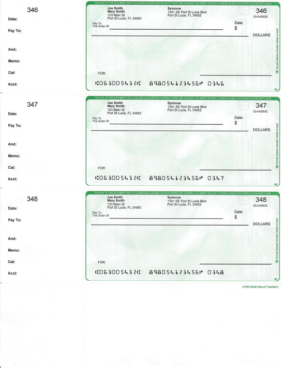 Pre-Printed Personal Checks - Mailable