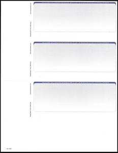 3 per Page Canadian Wallet Size Blank Cheque Stock